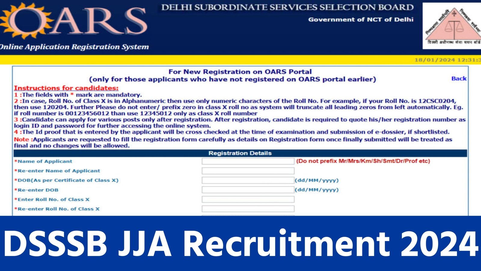 DSSSB JJA Recruitment 2024