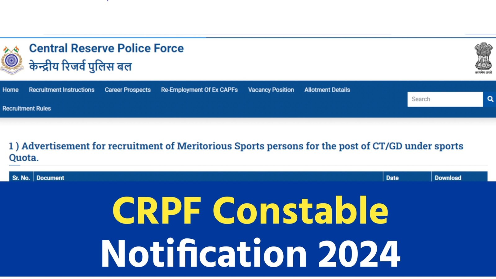 CRPF Constable Notification 2024